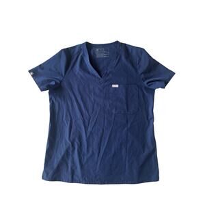 FIGS Women’s Scrub Top Size Large | Navy Blue V-Neck Recycled Polyester